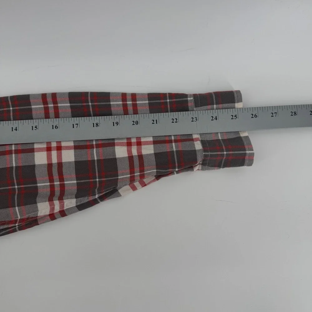 J.Crew Mens Plaid‎ Button Down Shirt Red Gray White Cotton Size M